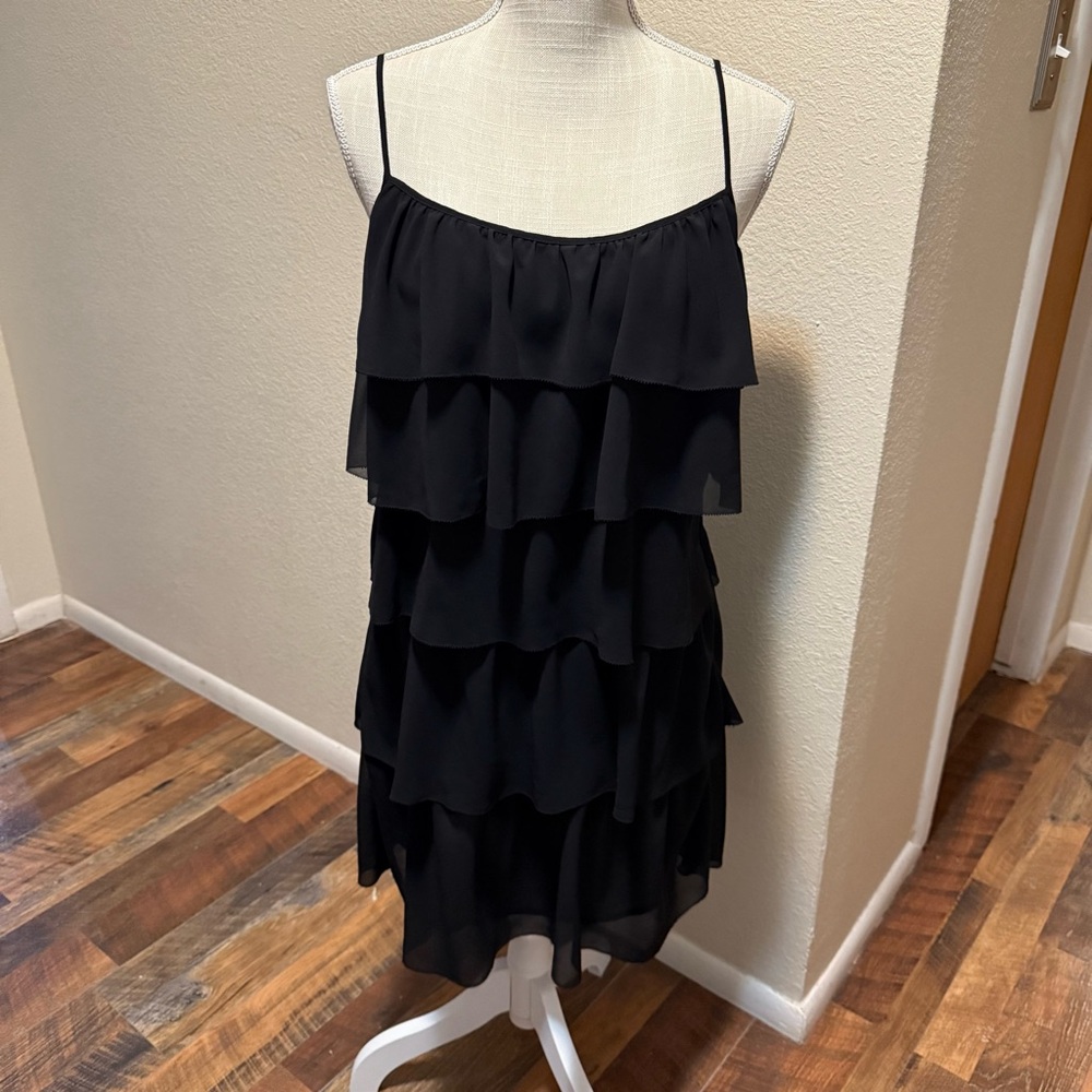 Ann Taylor Loft Black Tiered Ruffle Dress - Size 6